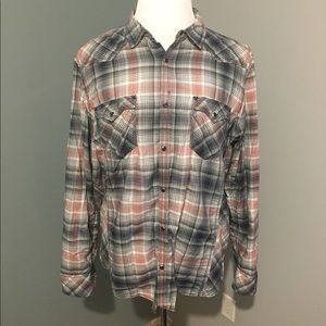 Men’s INC Red, White and Blue Plaid Button Shirt